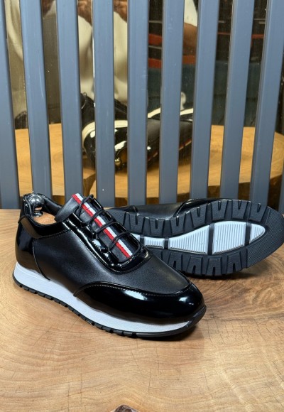 YENİ SEZON TMY SNEAKER MODEL - SİYAH RUGAN / MAT