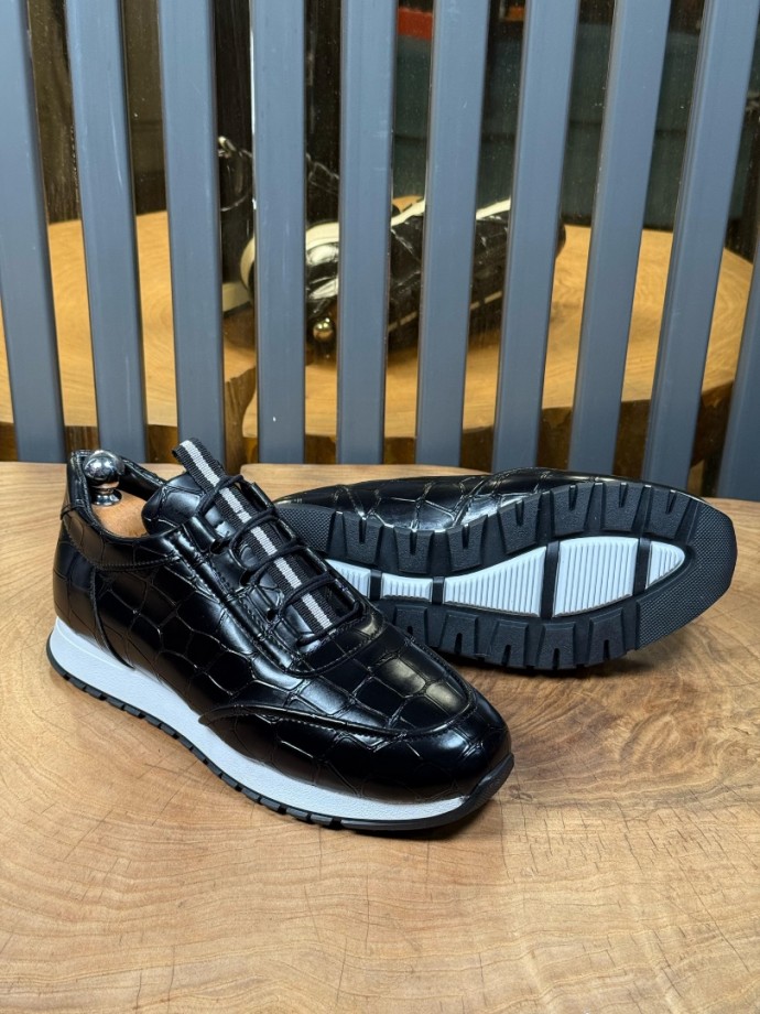 YENİ SEZON ZR SNEAKER MODEL - SİYAH KROKAN YENİ SEZON ZR SNEAKER MODEL - SİYAH KROKAN