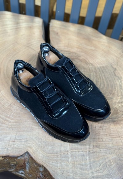 YENİ SEZON ZR SNEAKER MODEL - SİYAH RUGAN / SÜET