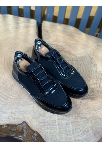 YENİ SEZON ZR SNEAKER MODEL - SİYAH RUGAN / SÜET