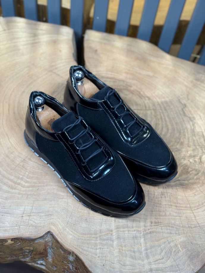 YENİ SEZON ZR SNEAKER MODEL - SİYAH RUGAN / SÜET
