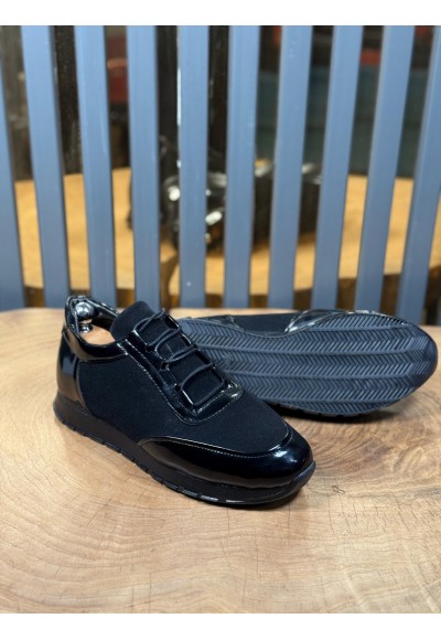 YENİ SEZON ZR SNEAKER MODEL - SİYAH RUGAN / SÜET