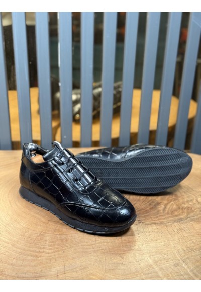 YENİ SEZON ZR SNEAKER MODEL - SİYAH KROKAN