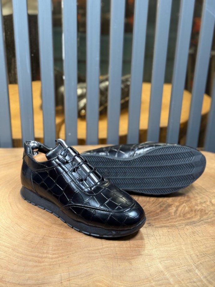 YENİ SEZON ZR SNEAKER MODEL - SİYAH KROKAN YENİ SEZON ZR SNEAKER MODEL - SİYAH KROKAN