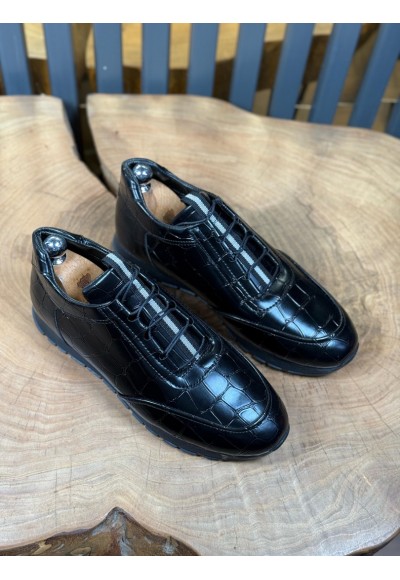 YENİ SEZON ZR SNEAKER MODEL - SİYAH KROKAN