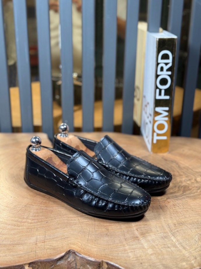 YENİ SEZON YAZLIK SADE ROK MODEL - SİYAH KROKAN DERİ