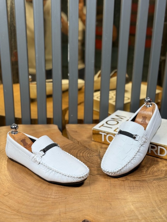 YENİ SEZON YAZLIK TOKALI ROK MODEL - BEYAZ KROKAN DERİ