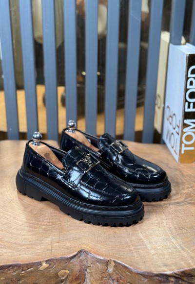 YENİ SEZON CASUAL LV MODEL - SİYAH KROKAN DERİ YENİ SEZON CASUAL LV MODEL - SİYAH KROKAN DERİ