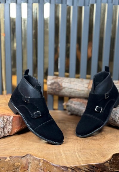 YENİ SEZON KLASİK ÇİFT TOKA MODEL BOT - SİYAH SÜET