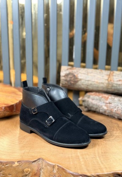 YENİ SEZON KLASİK ÇİFT TOKA MODEL BOT - SİYAH SÜET