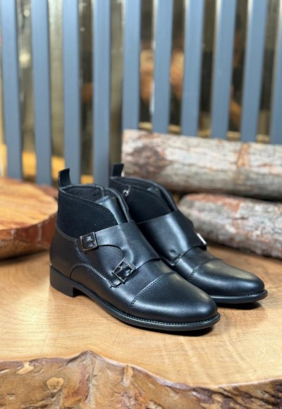 YENİ SEZON KLASİK ÇİFT TOKA MODEL BOT - SİYAH DERİ 