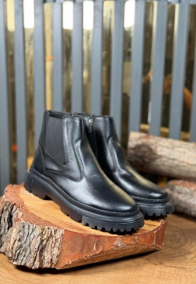  YENİ SEZON CHELSEA FERMUARLI BOT - SİYAH MAT DERİ