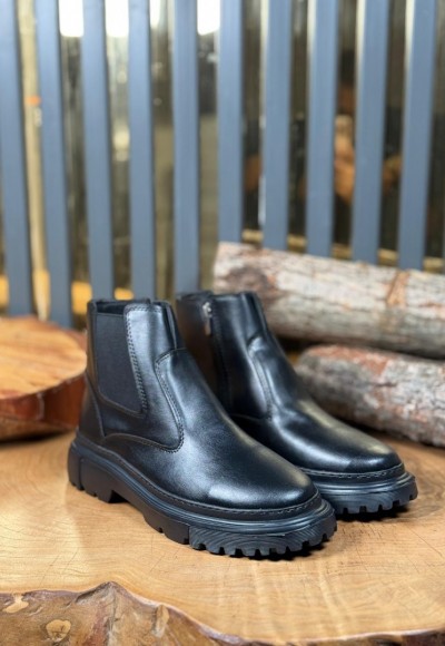  YENİ SEZON CHELSEA FERMUARLI BOT - SİYAH MAT DERİ