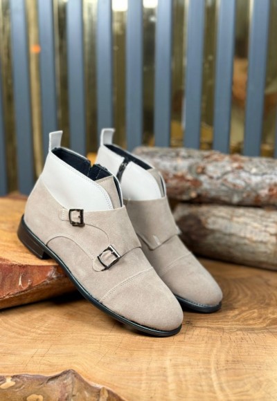 ENİ SEZON KLASİK ÇİFT TOKA MODEL BOT - KUM BEJİ SÜET