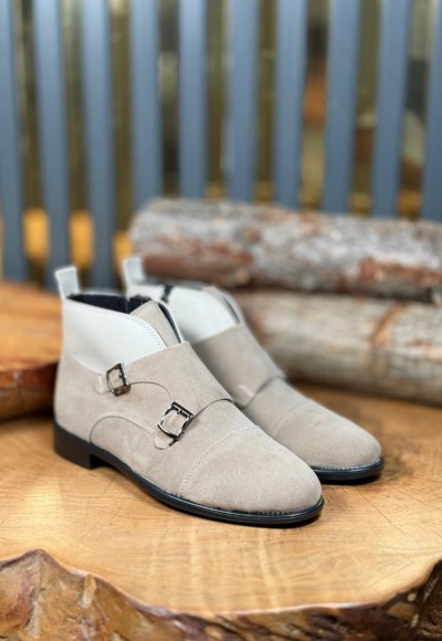 ENİ SEZON KLASİK ÇİFT TOKA MODEL BOT - KUM BEJİ SÜET