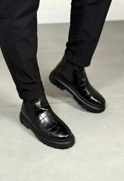 YENİ SEZON CHELSEA BANDAJLI BOT - SİYAH KROKAN DERİ BOT YENİ SEZON CHELSEA BANDAJLI BOT - SİYAH KROKAN DERİ BOT