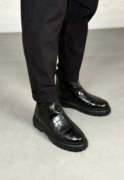 YENİ SEZON CHELSEA BANDAJLI BOT - SİYAH KROKAN DERİ BOT