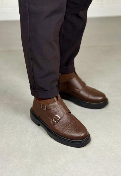 YENİ SEZON KLASİK ÇİFT TOKA MODEL BOT - KAHVERENGİ DERİ BOT