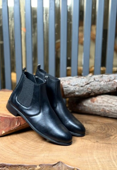 YENİ SEZON KLASİK İTALYAN FERMUARLI BOT - SİYAH MAT DERİ BOT