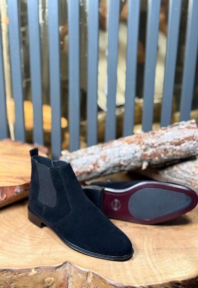 YENİ SEZON KLASİK İTALYAN FERMUARLI BOT - SİYAH SÜET BOT