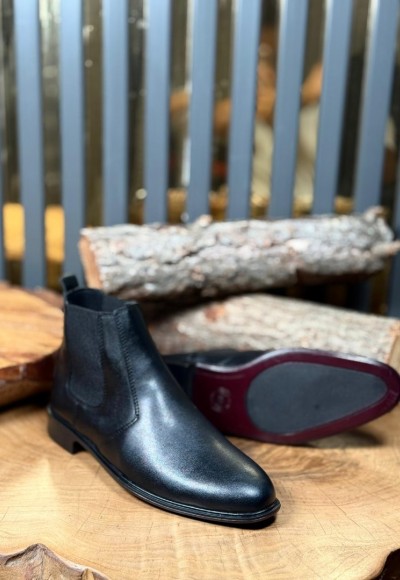 YENİ SEZON KLASİK İTALYAN FERMUARLI BOT - SİYAH MAT DERİ BOT