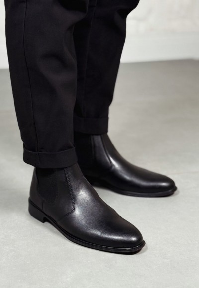 YENİ SEZON KLASİK İTALYAN FERMUARLI BOT - SİYAH MAT DERİ