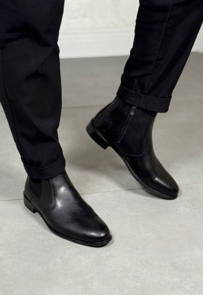 YENİ SEZON KLASİK İTALYAN FERMUARLI BOT - SİYAH MAT DERİ BOT
