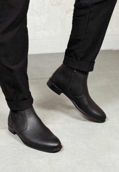 YENİ SEZON KLASİK İTALYAN FERMUARLI BOT - SİYAH ŞRINQIL DERİ BOT