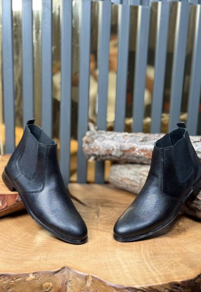 YENİ SEZON KLASİK İTALYAN BANDAJLI BOT - SİYAH ŞRINQIL DERİ BOT