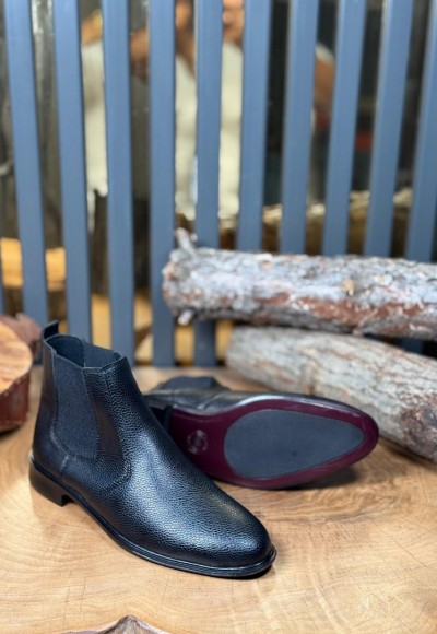 YENİ SEZON KLASİK İTALYAN BANDAJLI BOT - SİYAH ŞRINQIL DERİ BOT