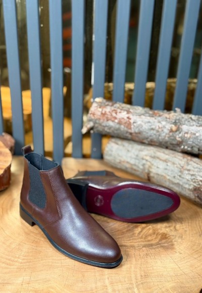 YENİ SEZON KLASİK İTALYAN BANDAJLI BOT - KAHVERENGİ DERİ BOT