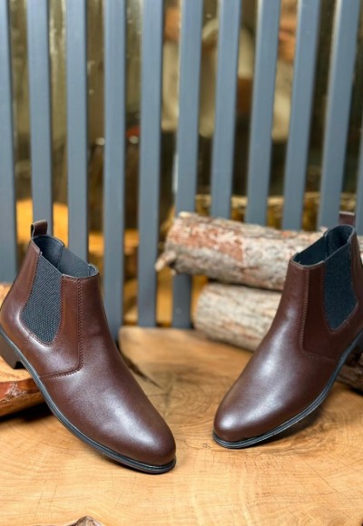YENİ SEZON KLASİK İTALYAN BANDAJLI BOT - KAHVERENGİ DERİ BOT