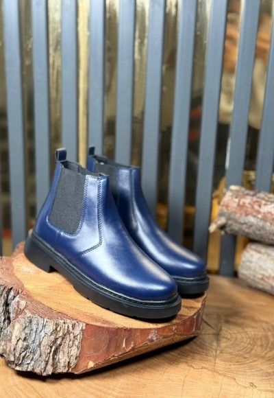 YENİ SEZON CHELSEA BANDAJLI BOT - LACİVERT DERİ BOT