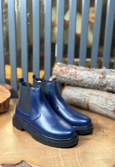 YENİ SEZON CHELSEA BANDAJLI BOT - LACİVERT DERİ BOT