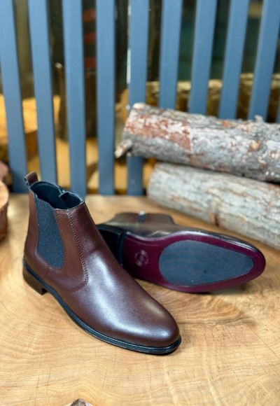 YENİ SEZON KLASİK İTALYAN FERMUARLI BOT - KAHVERENGİ DERİ BOT