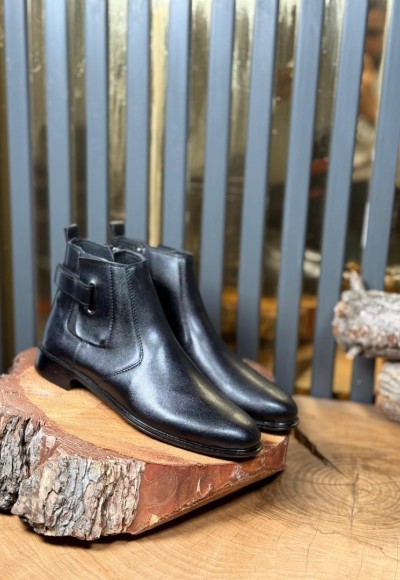 YENİ SEZON KLASİK İTALYAN CIRTLI BOT - SİYAH DERİ BOT