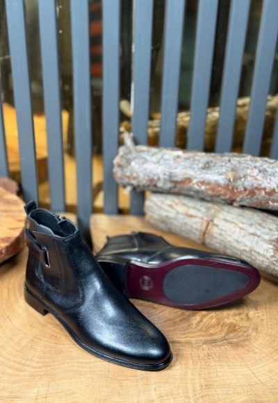 YENİ SEZON KLASİK İTALYAN CIRTLI BOT - SİYAH DERİ BOT