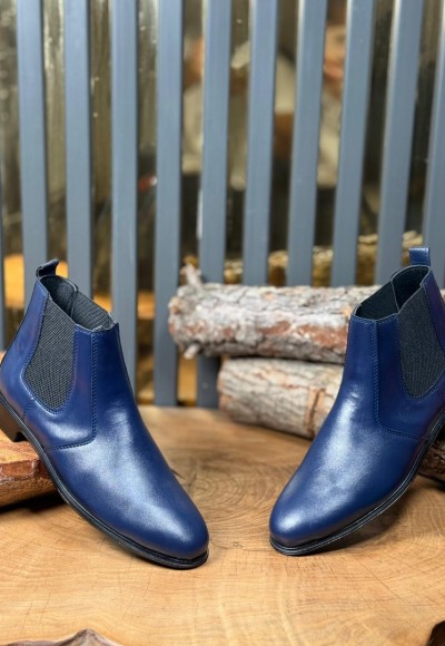 YENİ SEZON KLASİK İTALYAN BANDAJLI BOT - LACİVERT DERİ BOT