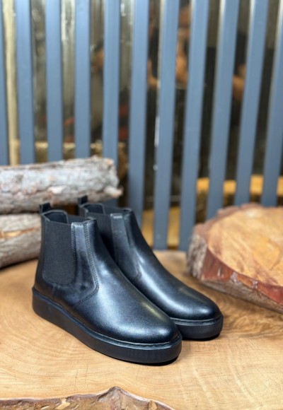 YENİ SEZON CHELSEA SISLEY BANDAJLI BOT - SİYAH MAT DERİ BOT