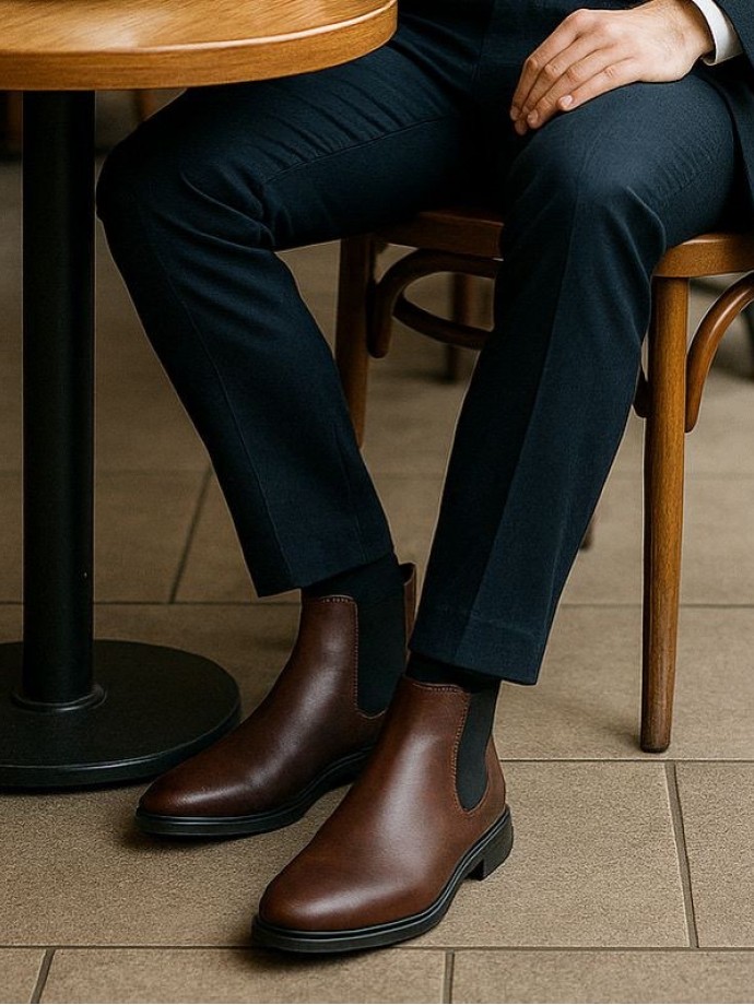 2025 KLASİK İTALYAN KAHVE DERİ ÇIRTLI BOT  - KAHVE DERİ BOT