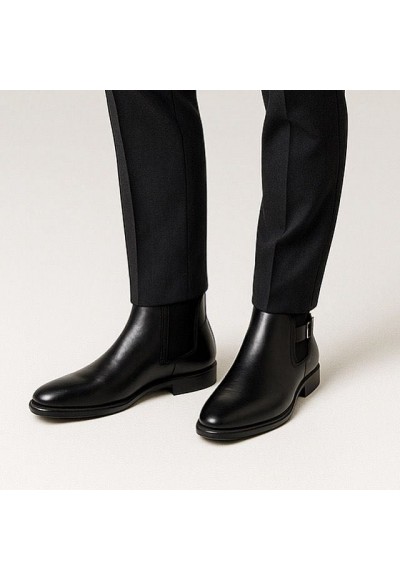 2025 KLASİK İTALYAN SİYAH DERİ ÇIRTLI BOT - SİYAH DERİ BOT