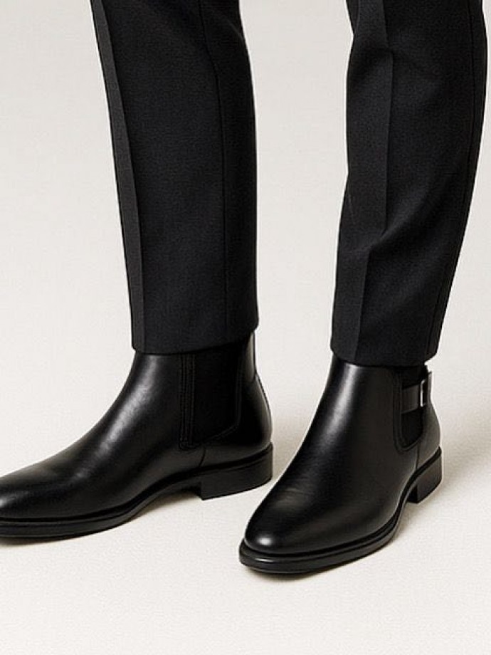 2025 KLASİK İTALYAN SİYAH DERİ ÇIRTLI BOT - SİYAH DERİ BOT