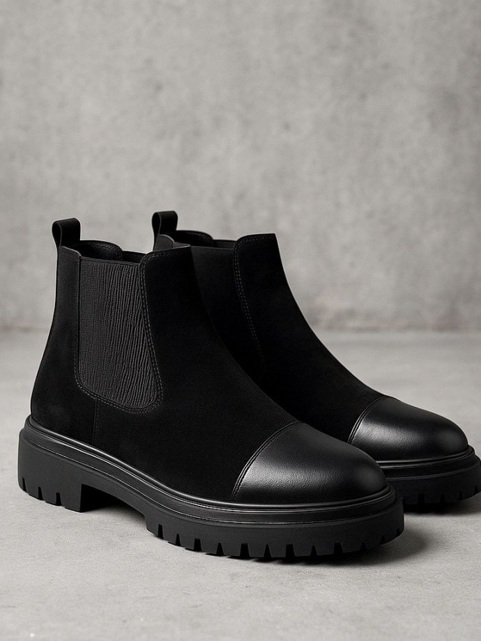 2025 SİYAH SÜET BANDAJLI ÖNÜ DERİ PRD EVA BOT - SİYAH SÜET BOT