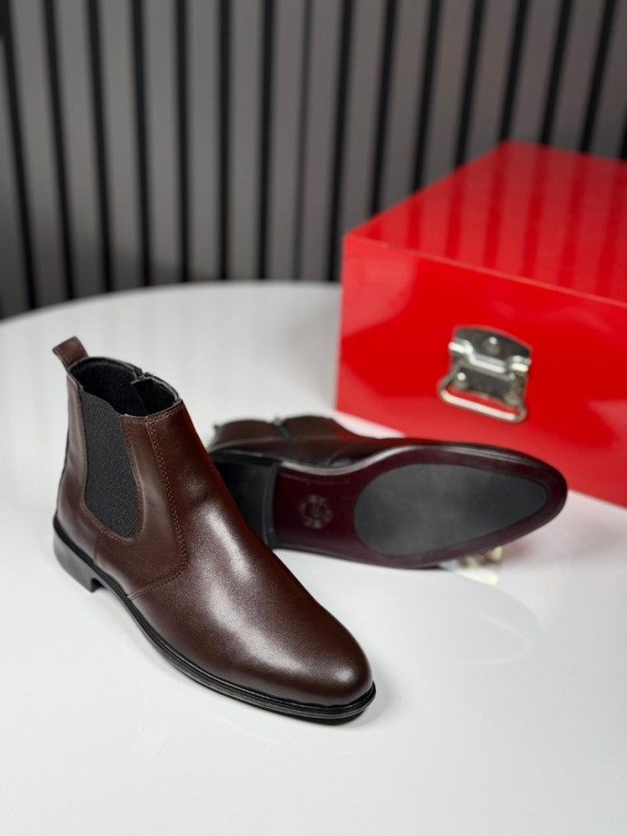 2025 KLASİK İTALYAN KAHVE DERİ FERMUARLI BOT - KAHVE DERİ BOT