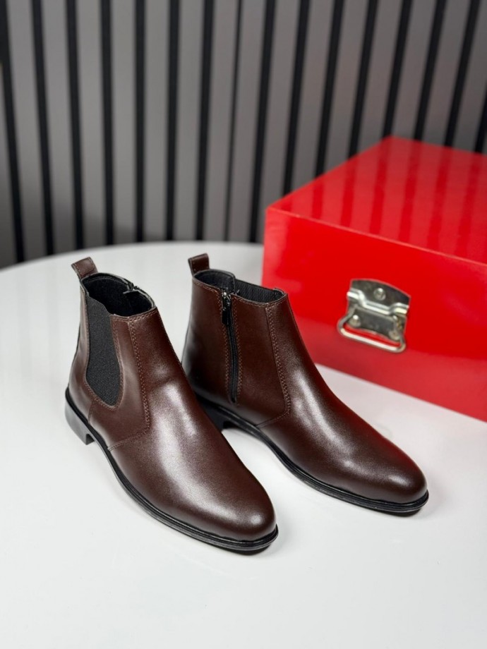 2025 KLASİK İTALYAN KAHVE DERİ FERMUARLI BOT - KAHVE DERİ BOT