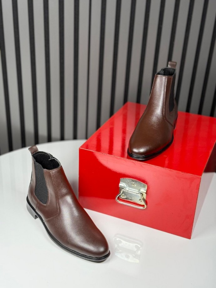 2025 KLASİK İTALYAN KAHVE DERİ FERMUARLI BOT - KAHVE DERİ BOT