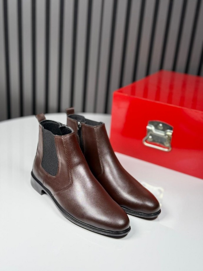 2025 KLASİK İTALYAN KAHVE DERİ FERMUARLI BOT - KAHVE DERİ BOT