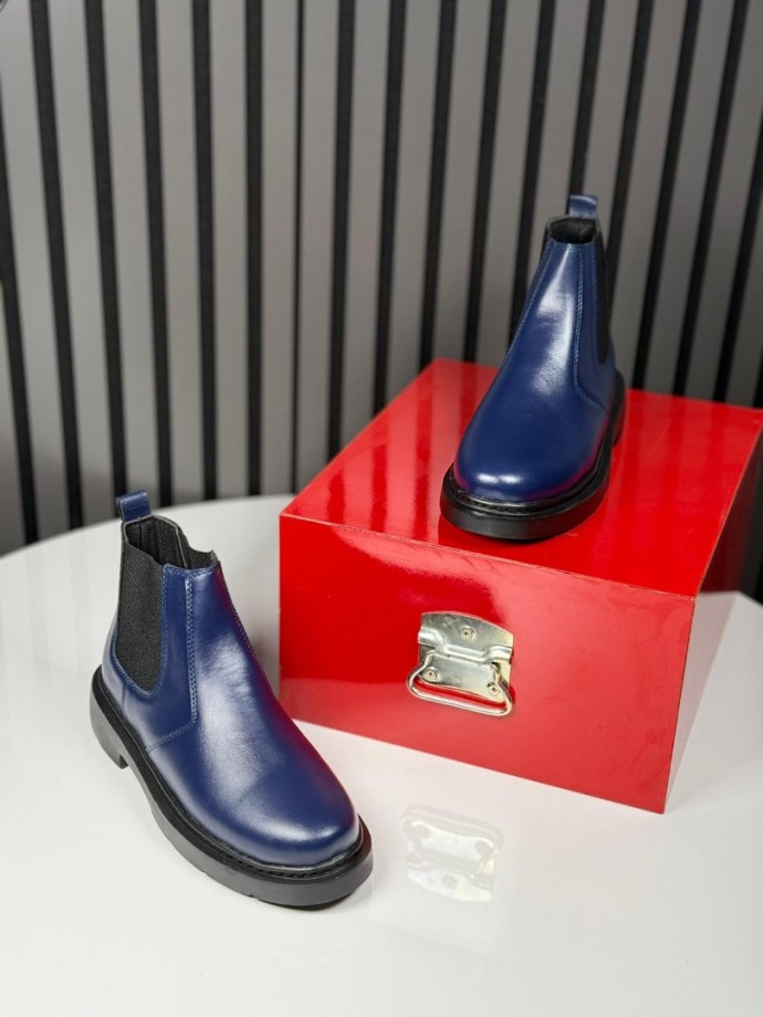 2025 CHELSEA LACİVERT DERİ BANDAJLI BOT - LACİVERT DERİ BOT