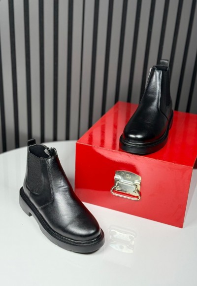 2025 İTALYAN SİYAH DERİ FERMUARLI EVA BOT - SİYAH DERİ BOT