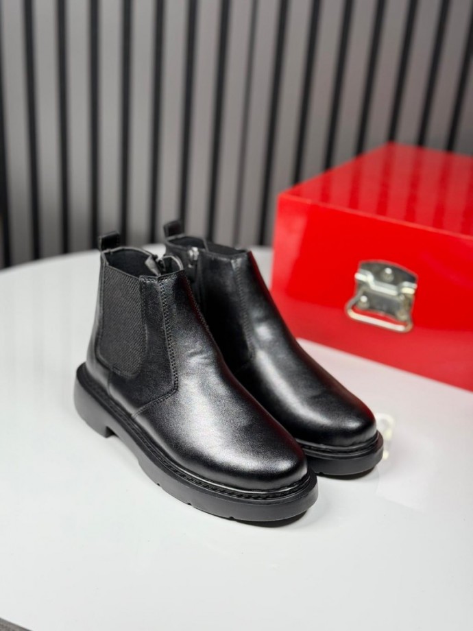 2025 İTALYAN SİYAH DERİ FERMUARLI EVA BOT - SİYAH DERİ BOT